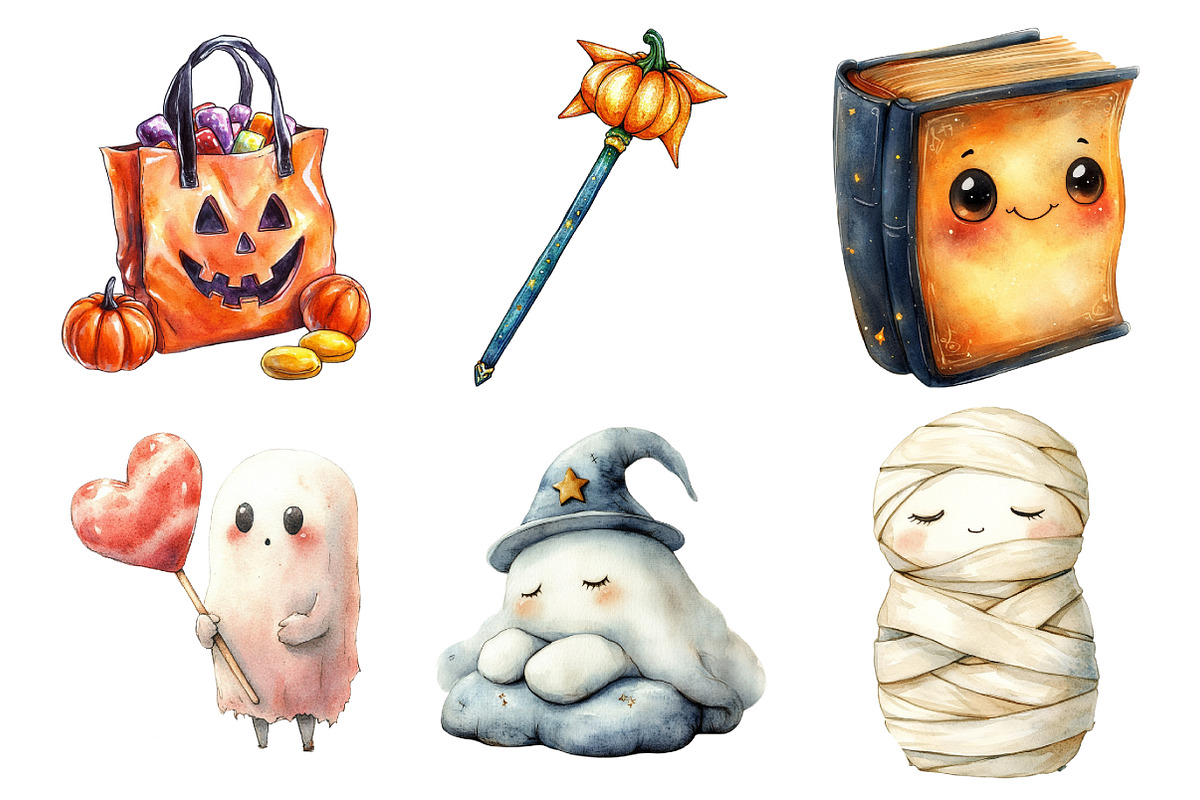 Kawaii Halloween Clipart Bundle, an Illustration by Daily.Designs (Photo 2 of 5)