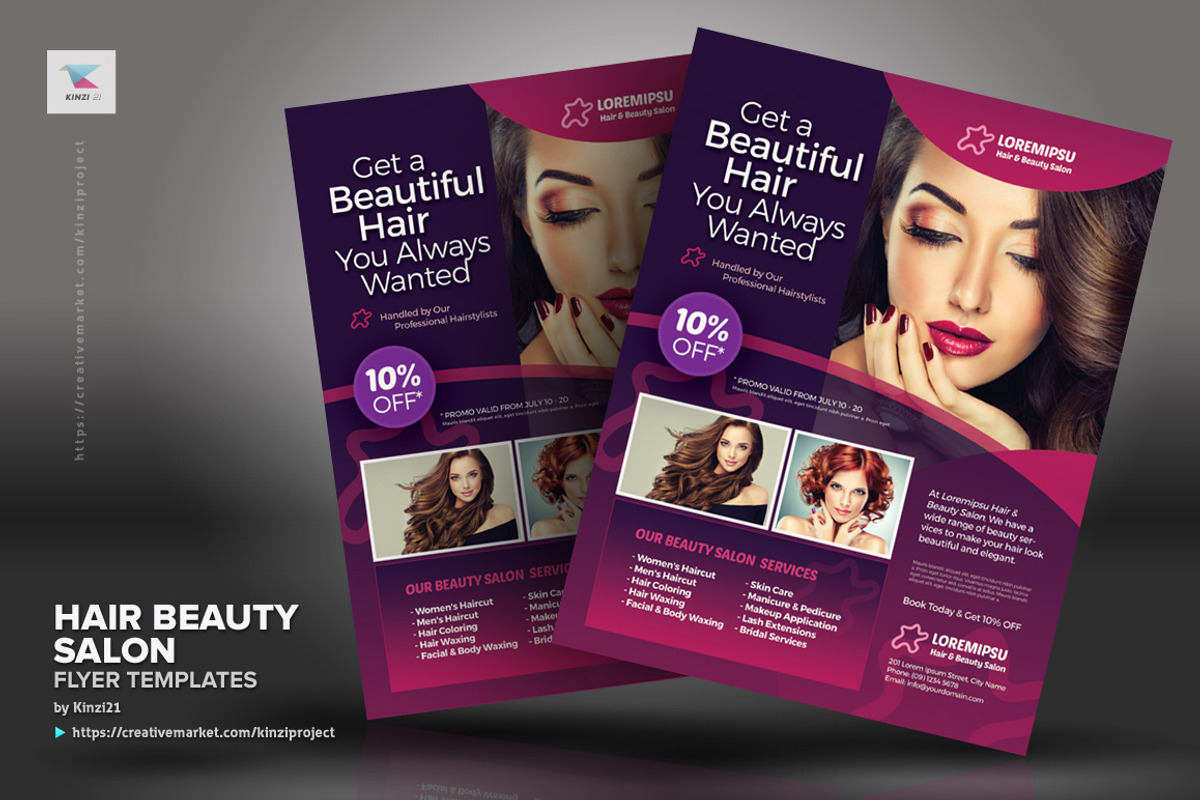 Hair Beauty Salon Flyer Templates, a Flyer Template by kinzi21 (Photo 2 of 4)