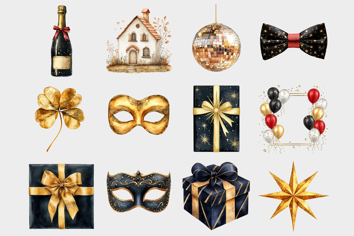 Kids New Year's Eve Clipart, a Seasonal Illustration by Design Market (Photo 4 of 5)