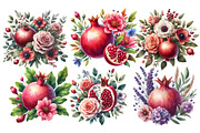 Watercolor Pomegranate Clipart, an Illustration by Designworld (Thumbnail 4 of 6)