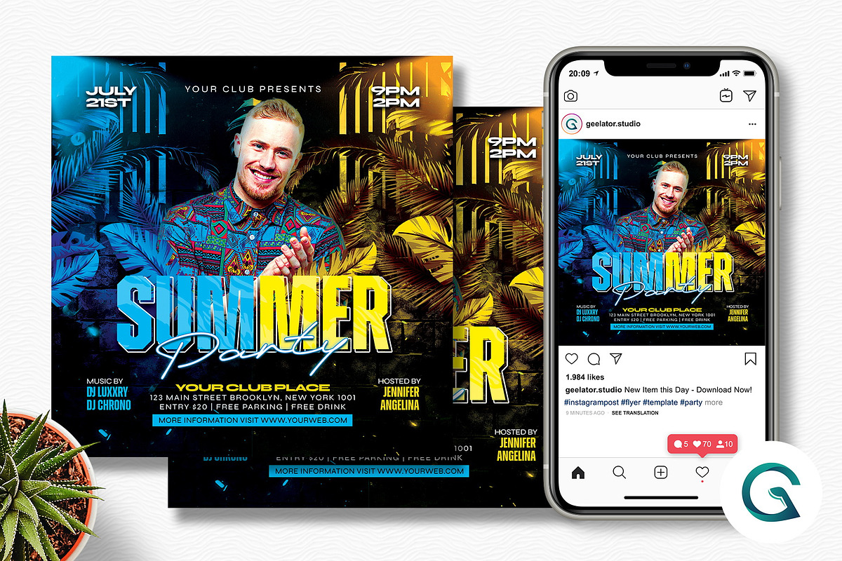 Summer Party Flyer Template, a Flyer Template by Geelator Studio
