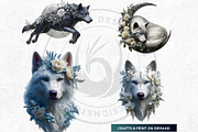 Floral Wolves Fantasy Cliparts, an Animal Illustration by ThatsDesignArt (Thumbnail 13 of 17)