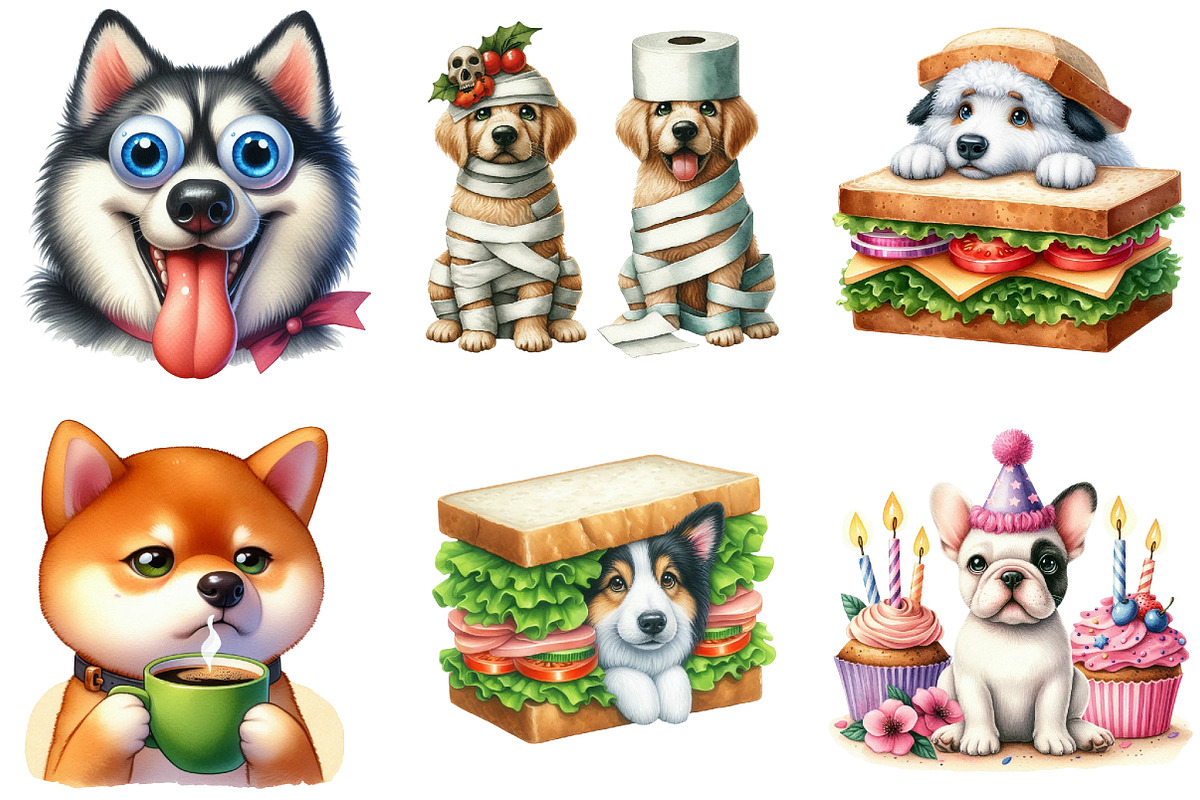 Quirky Crazy Dogs Sublimation, an Illustration by DreamArtGraphic (Photo 3 of 4)