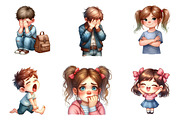 Kids Emotions Clipart, an Illustration by CreationArt (Thumbnail 3 of 5)