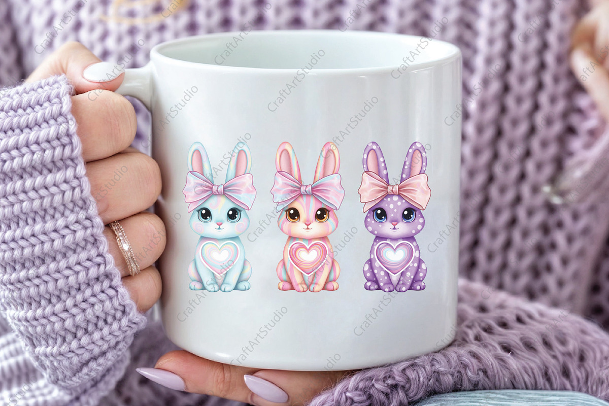 Bunny Coquette Bow PNG, Easter Bunny, an Illustration by CraftArtStudio (Photo 3 of 4)