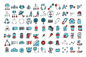 540 Business Doodle Icons Color Set