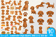 Watercolor Dog - Dachshund CLIPART, an Animal Illustration by TanuschArts (Thumbnail 1 of 6)
