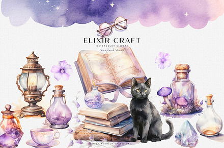 Watercolor Elixir Craft Clipart Set