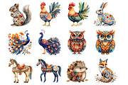 Folk Art Animals Birds Butterflies, an Illustration by Design Market (Thumbnail 3 of 3)