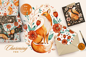 Fox Illustration Fall Watercolor