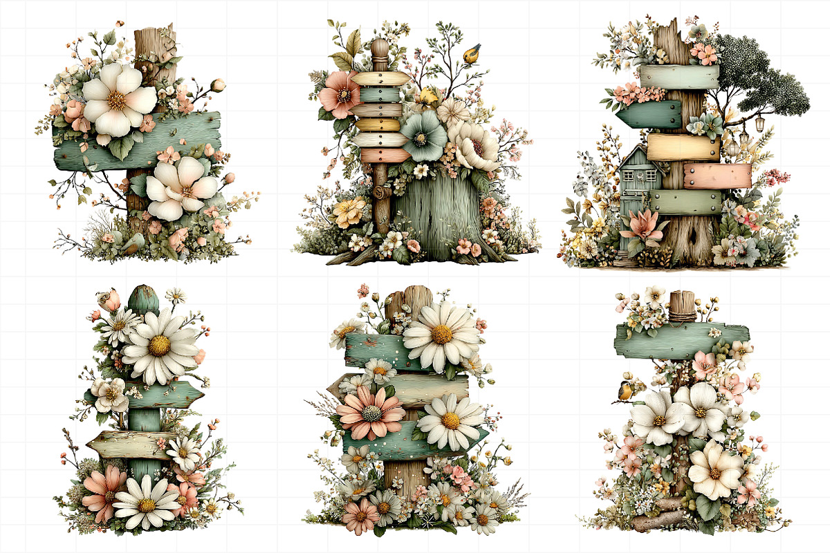 Whimsical Spring Singpost Clipart, an Illustration by Daily.Designs (Photo 5 of 8)