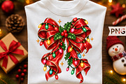 Red Bow Christmas Lights Sublimation, a Seasonal Illustration by Creative Art (Thumbnail 1 of 3)