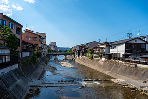 Miyagawa River flowing through traditional houses in Takayama, J, an Architecture Photo by GoodGoods