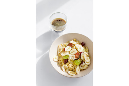 Top view of morning meal on white, a Food & Drink Photo by serkum