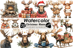 Cute Christmas Moose Sublimation, an Illustration by Black Bird Studio