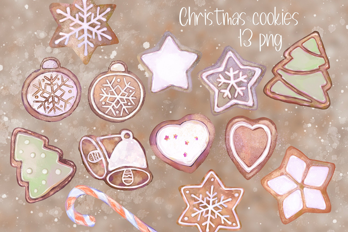 Christmas Cookies watercolor, a Food Illustration by Shabbypie (Photo 6 of 12)