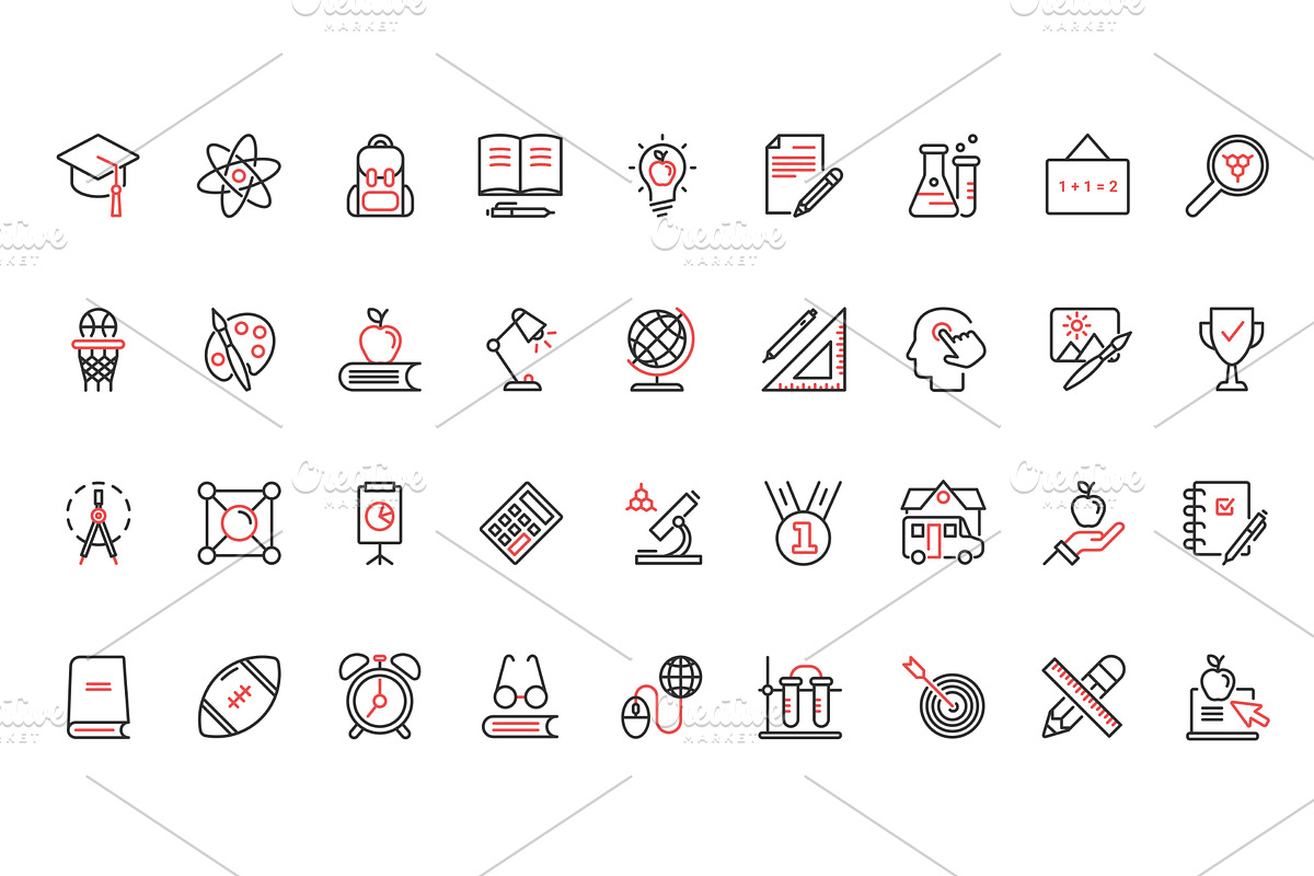 School & university icons, an Illustration by Lemberg Vector