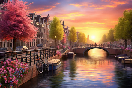 Amsterdam cityscape with bridge and, a Photo by Iftikhar Alam