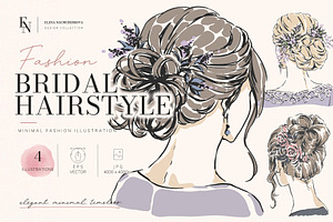 Elegant Bridal Hairstyle Set, a Person Illustration by Elena Naumchenkova