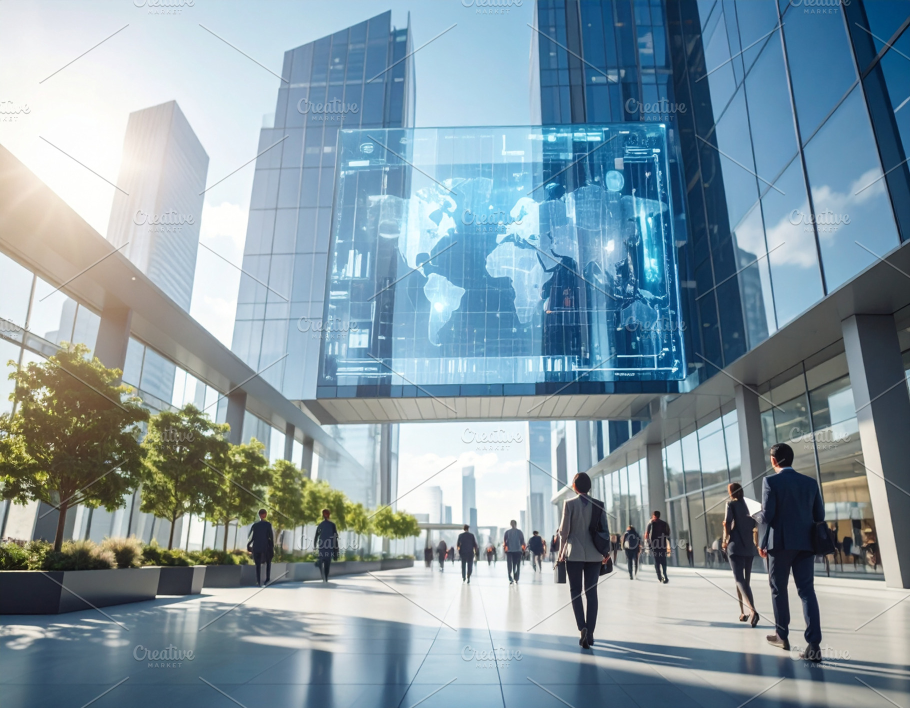 Modern glass office towers, an Architecture Photo by DanFLCreativo