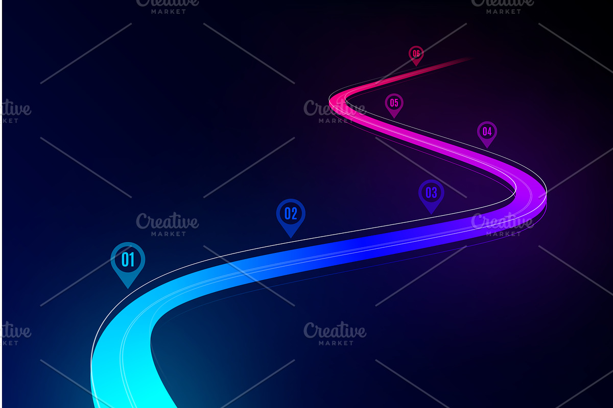Abstract winding road infographic, an Illustration by RevelStockart