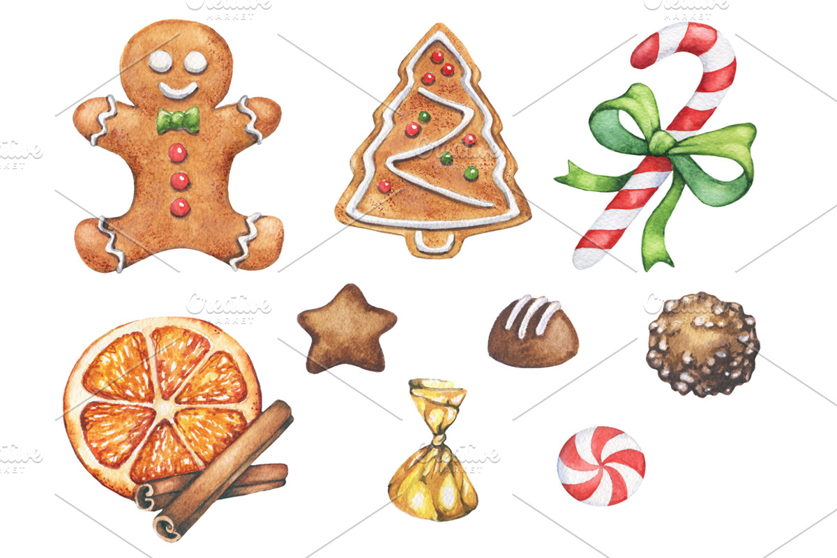 Christmas Watercolor Goods, a Food Illustration by Imaginasty (Photo 2 of 4)