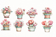 Whimsical Spring Flower pot Clipart, an Illustration by Designworld (Thumbnail 5 of 8)