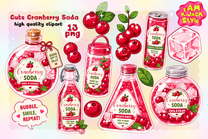 Cute Cranberry Soda Clipart PNG
