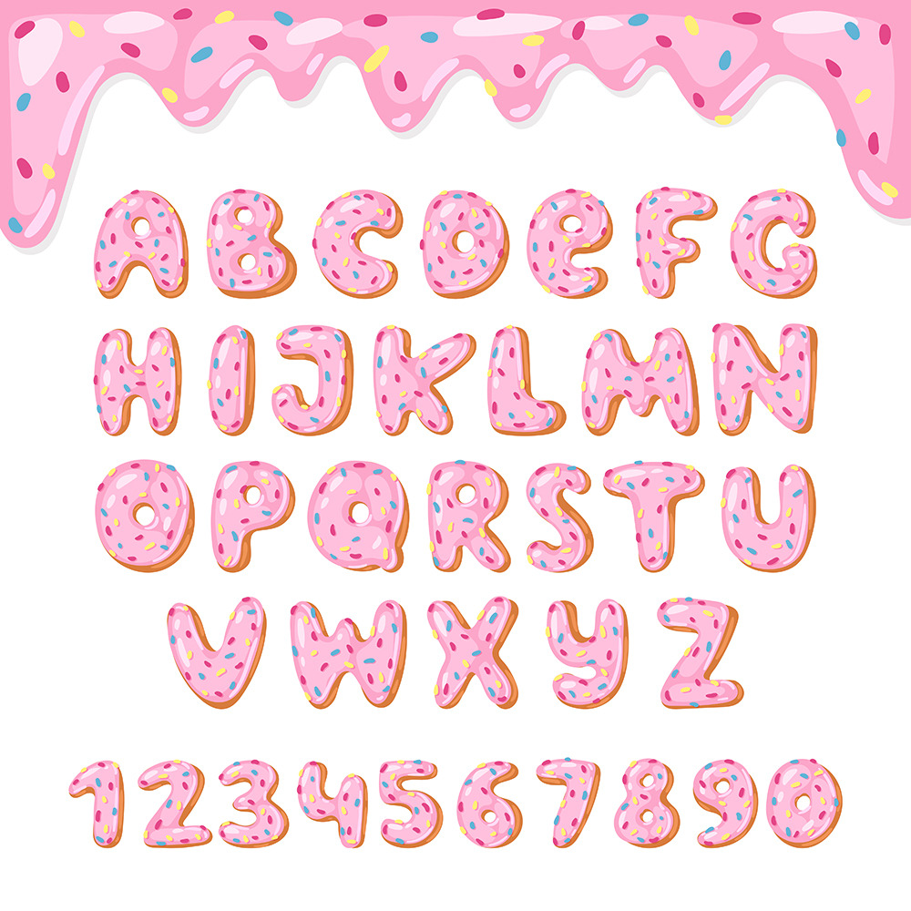 Alphabet donut vector kids ABS font, a Food Illustration by RocketArt