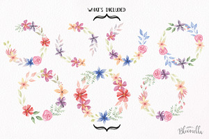 Floral Wreaths Flower Clipart Set