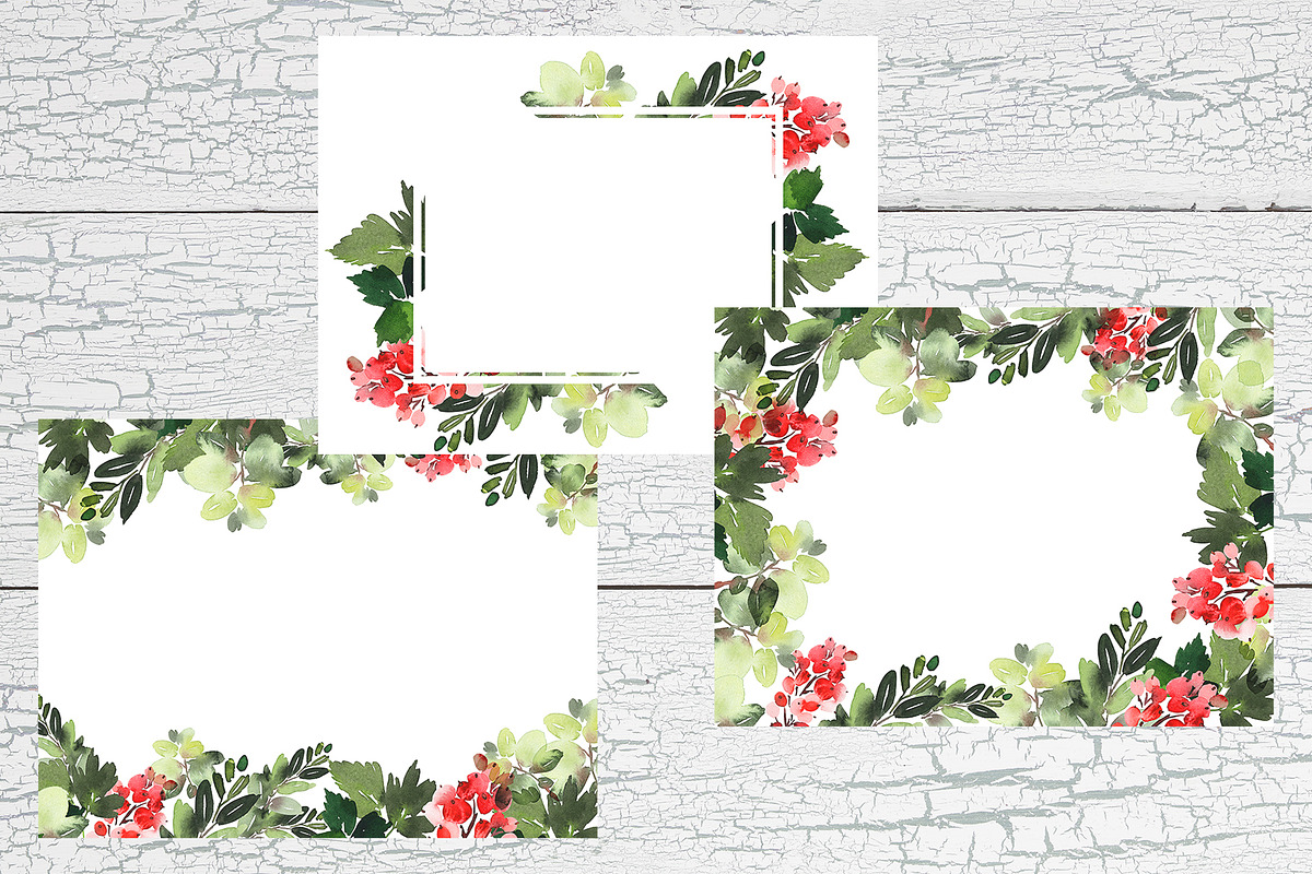 Winter Berries Watercolor Set, a Card Template by Karma (Photo 7 of 12)