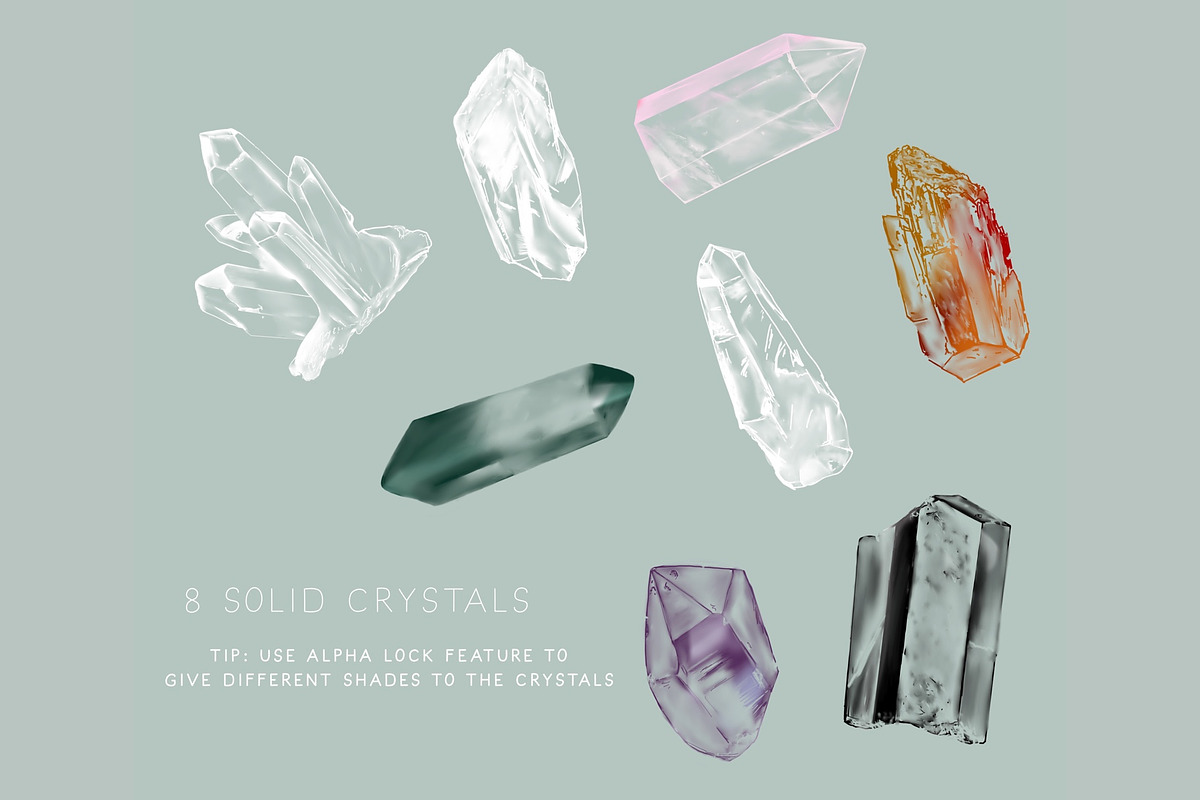 Mystical Crystals Procreate Stamps, a Brush Add-On by BohoCalligraphy (Photo 5 of 6)
