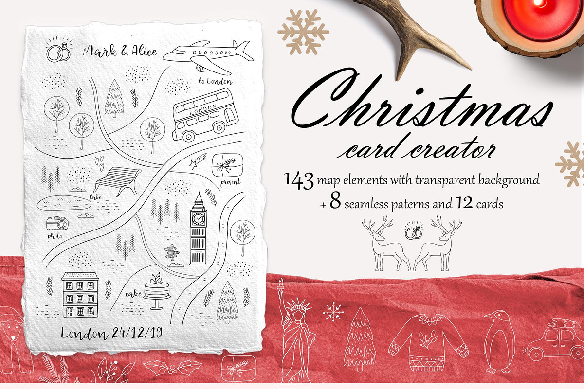 Christmas card map creator, a Seasonal Illustration by Alisovna (Photo 1 of 12)