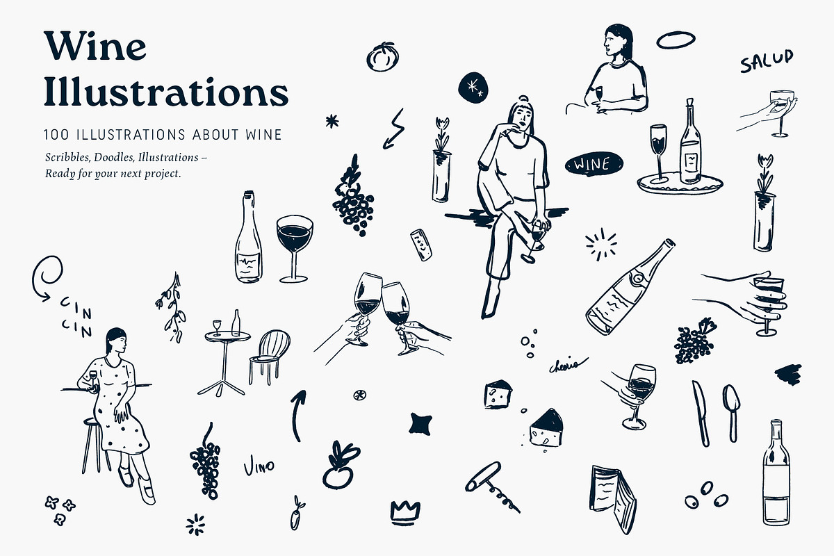 Wine vector Illustrations, a Food Illustration by dicreate (Photo 2 of 8)