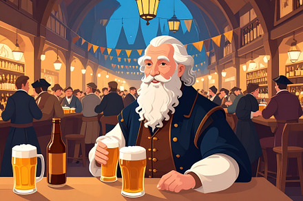 smiling old man drinking beer AI generated