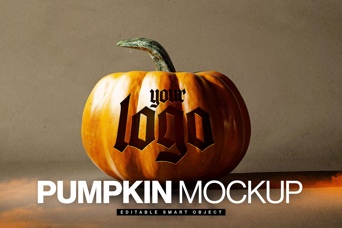 Halloween Pumpkin Logo Mockup, a Product Mockup by DesignerCandies (Photo 6 of 6)