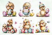 Watercolor Easter Chicks Clipart, an Illustration by Creative Art (Thumbnail 4 of 8)