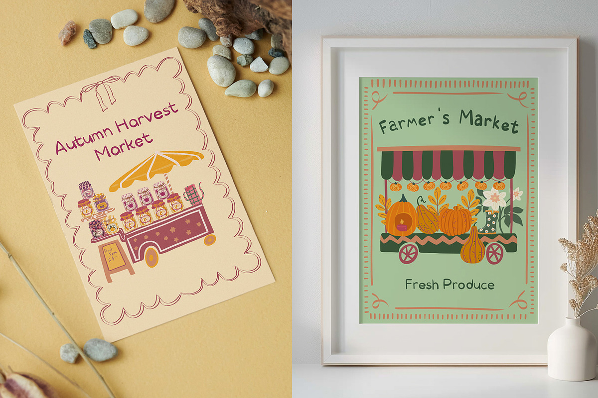 Autumn farm market Postcards Clipart, a Person Illustration by Carpet Tapete Pretzel (Photo 11 of 11)