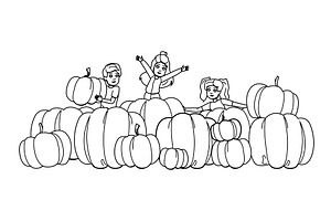 happy pumpkin patch vector, a Person Illustration by pikepicture