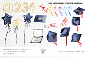 Watercolor Graduation Clipart, an Illustration by Digital Press Creation (Thumbnail 2 of 3)