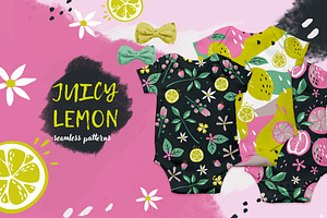 Citrus patterns set and cliparts