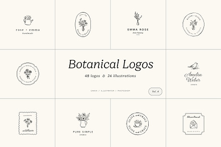 Botanical logos Vol. 4, a Branding & Logo Template by Crocus Paperi