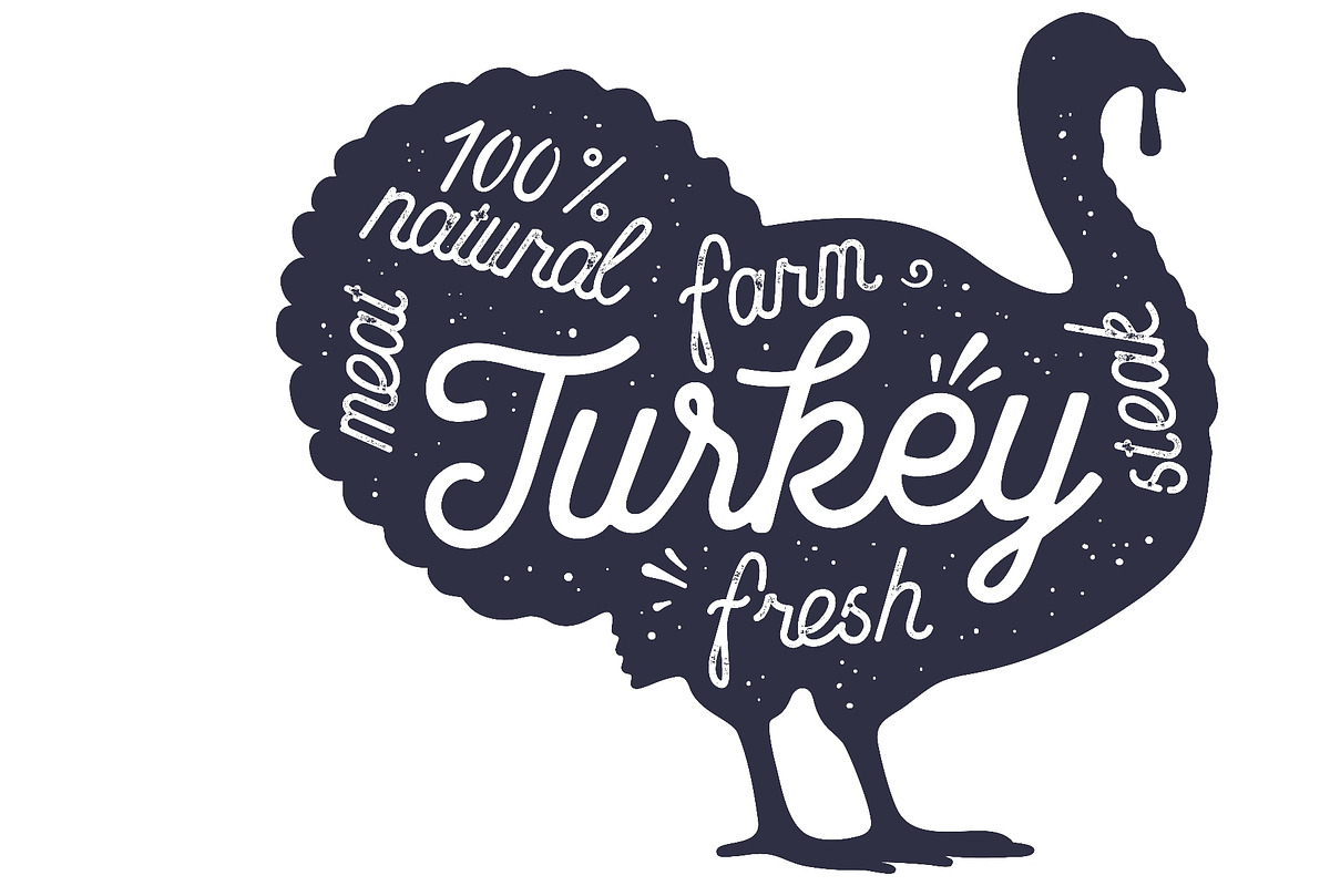 Turkey, poultry, lettering, an Object Illustration by Foxys Graphic (Photo 3 of 3)