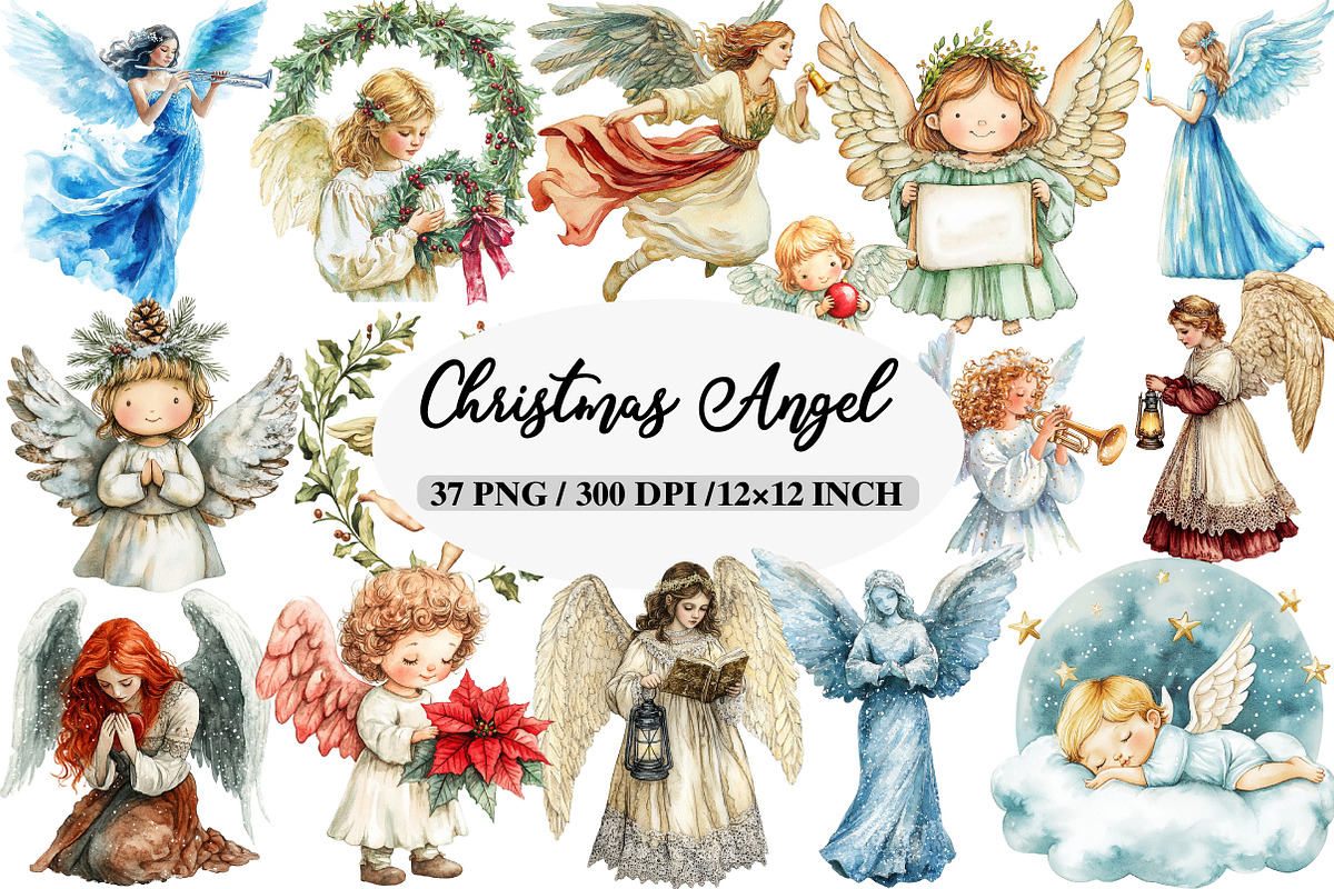 Christmas Angel Clipart, an Illustration by Daily.Designs (Photo 1 of 5)