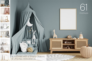 Kids Room Frame Bundle - 61 Mockups