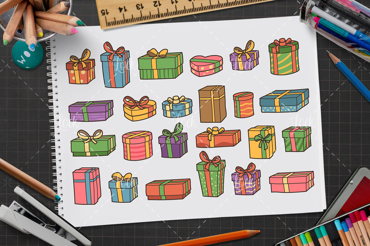 Set of gift box sticker design, a Graphic by Allmostudio (Photo 2 of 4)