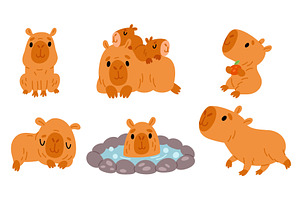 Funny capybaras. Cartoon character, an Animal Illustration by Vectorbuum