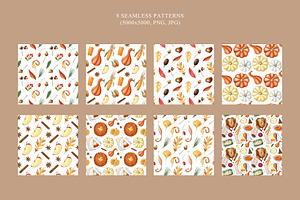 Thanksgiving Dinner Watercolor Set