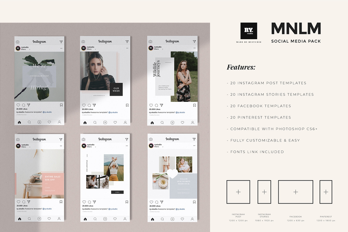 MNML Social Media Pack & Stories, a Social Media Template by Rystudio (Photo 2 of 12)