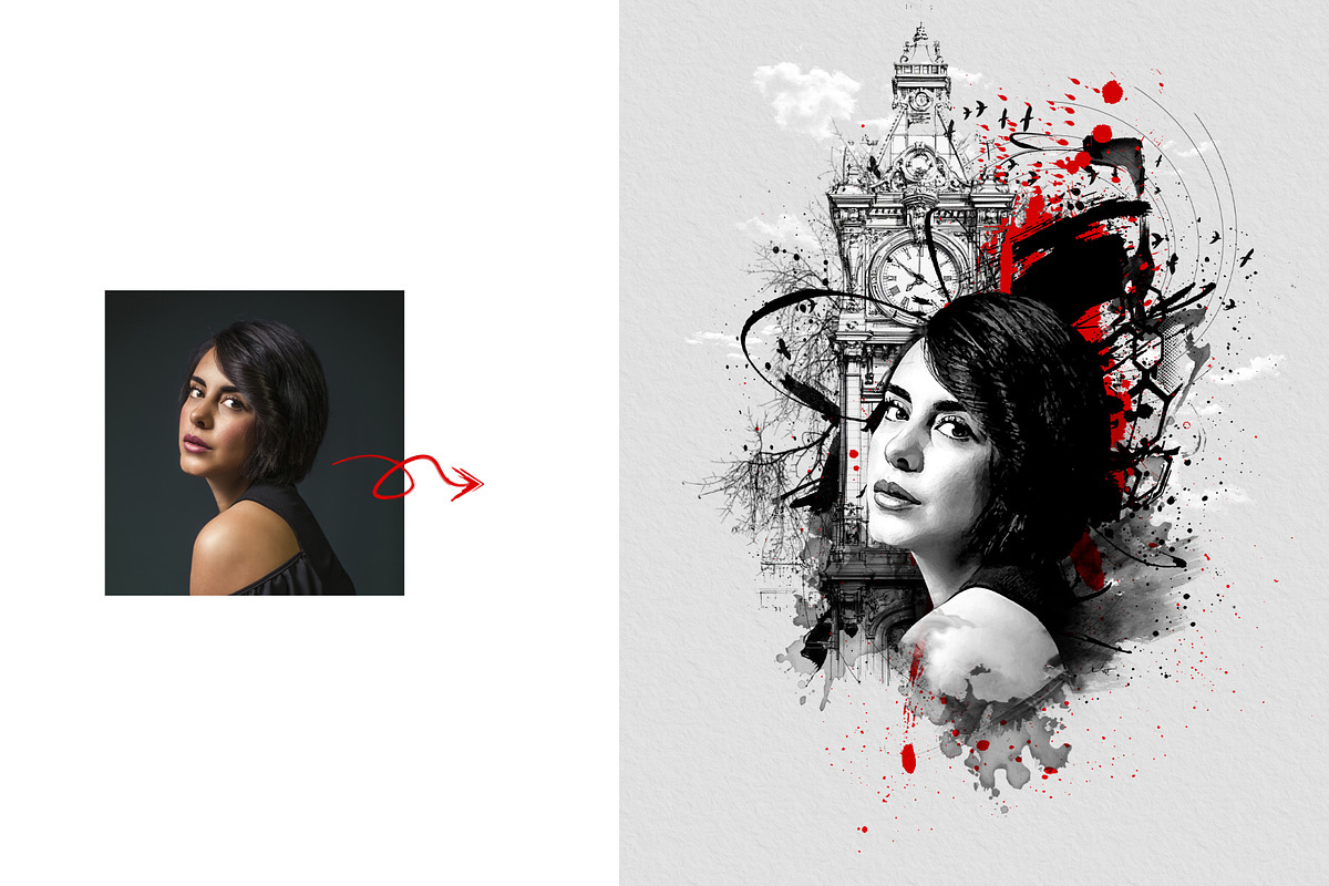 Modern Artistic Ink Splash Portraits